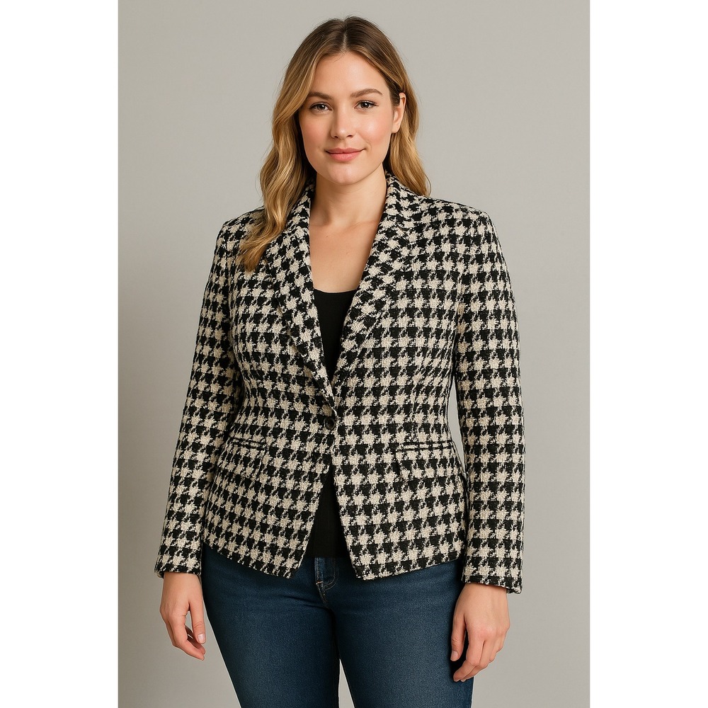 Vici Black and White Houndstooth Blazer